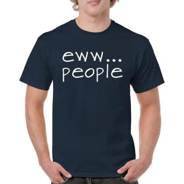 Imagem de Camiseta masculina Eww... People Funny Anti-Social Humor Humans Suck Introvert Anti Social Club Sarcastic Geek, Azul marinho, P