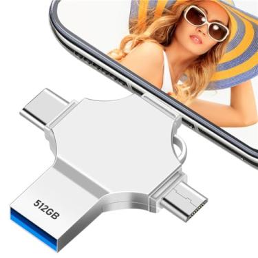 Imagem de Pen drive USB AOIRHLA 512 GB com pen drive USB 3.0 de alta velocidade, mini dispositivo de armazenamento externo portátil para smartphone/laptop/PC/Android