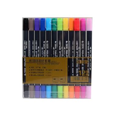 Imagem de CHICHIYANG Conjunto de canetas de desenho de cabeça dupla, marcador de pincel aquarela, presente para amantes de manuais e estudantes
