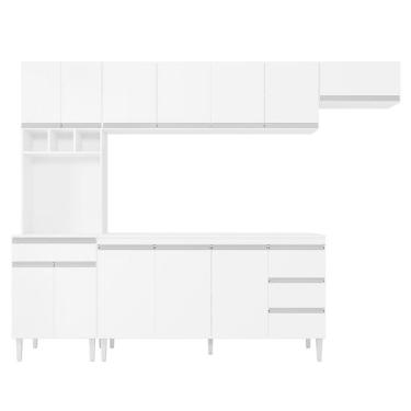 Imagem de Cozinha com Balcão e Tampo 160 cm Andréia Branco Brilho - AJL