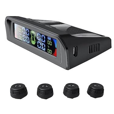 Imagem de Sistema de monitoramento de pressão de pneus de carro tpms, display em tempo real, energia solar sem fio, conectado ao vidro com 4 sensores(T6 EX)