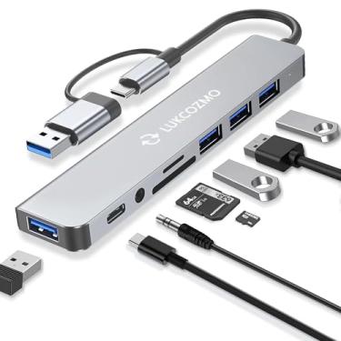 Imagem de LUKCOZMO Hub Usb Atualizado Usb C Hub Usb Splitter Port Extender 7 Em 1 Usb 3.0 Hub Adaptador Usb e Usb C Splitter 4 Usb 1 Usbc Tf/Sd Card Reader Saída de Áudio Compatível com Macbook/Pad Pro/Dell/Hp