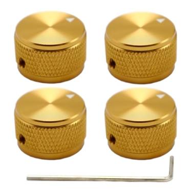 Imagem de Samherome Botão de controle de potenciômetro de liga de alumínio 4cps - botão de baixo de guitarra de metal, codificador rotativo de eixo universal de 6 mm de diâmetro para teclados, eletrônicos DIY e