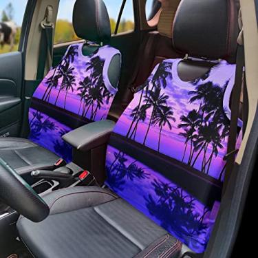Imagem de GOSTONG Colete de capa de assento de carro com estampa de palmeira pôr do sol, moda casual, acessórios duráveis para decoração