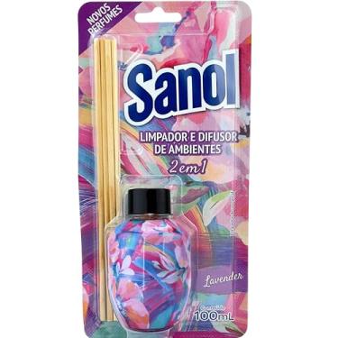 Imagem de Sanol Difusor De Fragrância Para Casa Perfumada Aromatizada E Limpador De Superfície 2 Em 1 Aroma Lavender 100Ml Roxo