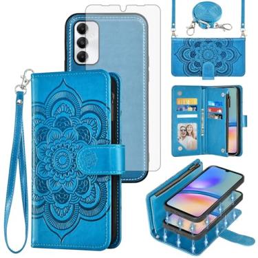 Imagem de Asuwish Capa de celular para Samsung Galaxy A05s/A05 carteira com zíper magnética destacável com protetor de tela de vidro temperado alça transversal porta-cartões de flores Ao5s Ao5 A 05s 05 mulheres