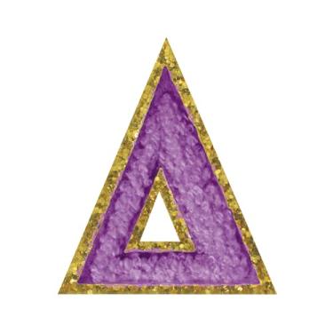 Imagem de Delta Iron on Greek Letter Patches Glitter Gold Purple Chenille Letras Gregas Presentes de Irmandade Letras Gregas Remendos para Roupas Chapéus Camisas Reparação Jeans Bolsas Artesanato