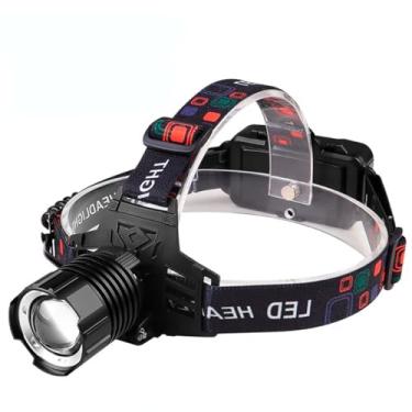 Imagem de Lanterna De Cabeça Profissional Recarregavel Pratica Potente Foco Ajustavel Longo Alcance Zoom Caça Camping Militar trilha