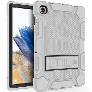 Imagem de Capa para Samsung Galaxy Tab A8 com suporte, capa híbrida à prova de choque robusta para tablet Samsung A8 de 10,5 polegadas (SM-X200/X205/X207), cinza + preto