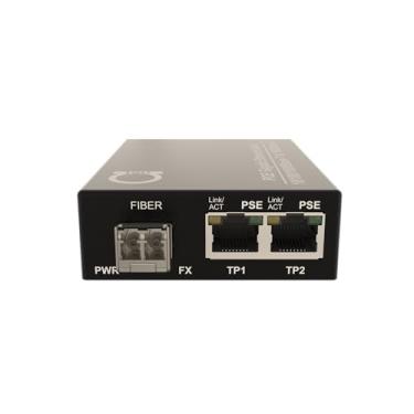 Imagem de Conversor de mídia de fibra de 2 portas PoE Gigabit PoE/PoE+ LC 850 nm multimodo - fornece alimentação IEEE 802.3 PoE e PoE+ PSE sobre Ethernet e estende sobre fibra multimodo com suporte PoE PSE |
