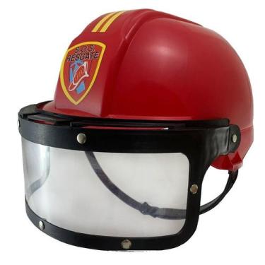 Imagem de Capacete Infantil Bombeiro Brinquedo Regulagem Fantasia Menino Menina 