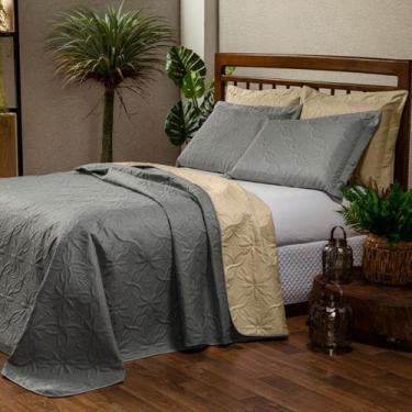Imagem de Colcha de Cama Cobre Leito Casal Padrão Dupla Face 150 Fios Matelado 0