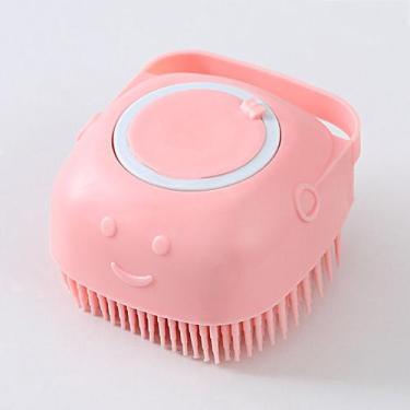 Imagem de Escova Pente Silicone Dispenser Shampoo Pet Banho Tosa Cães Gatos Cach
