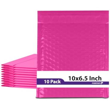 Imagem de Envelopes de envio acolchoados Fosmon #0 coloridos rosa poli bolha 16,5 x 25,4 cm, largos 15,2 x 25,4 cm, 10 Pack
