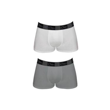 Imagem de Kit com 2 Cuecas Boxer Zorba em Algodão com elastano Branco/Grafite, B