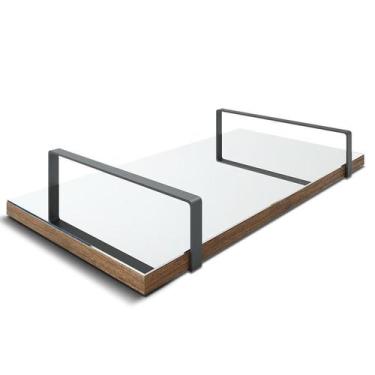 Imagem de Bandeja Espelhada 25x50cm Borda Infinita Castanho Com Alça Preta - Lub