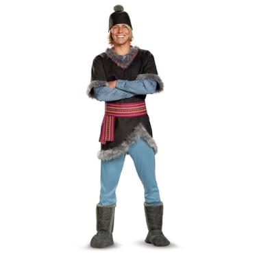 Imagem de Fantasia Kristoff para adultos, túnica masculina Disney Frozen com chapéu, cinto, calça e capas para botas, Marrom, XXG