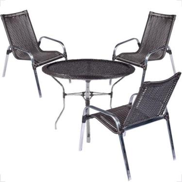 Imagem de Conjunto 3 Cadeiras e Mesa Alta Alumínio Para Área Externa Fortaleza F