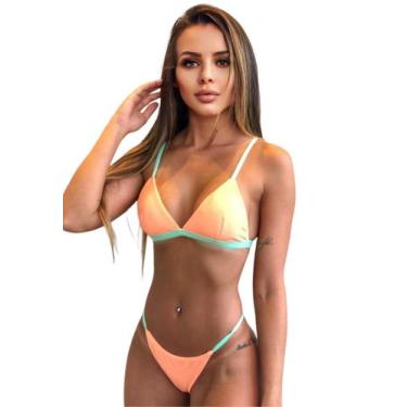 Imagem de Biquíni Feminino Aviador Com Bojo Calcinha Fio Dental, Tira lateral e 