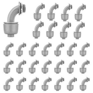 Imagem de 30 peças 1/5.1 cm conector apertado líquido NPT não metálico para acessórios de ângulo de conduíte flexível elétrico de PVC - instalação rápida, certificação UL para ferramentas de tubos domésticos e