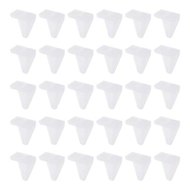 Imagem de HARFINGTON 60 peças de suporte de prateleira 5 mm/0,2" pinos triangulares de metal com pino de prateleira clipes de prateleira para móveis estante de livros guarda-roupa armário de cozinha, branco