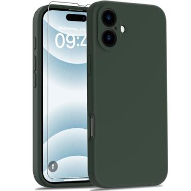 Imagem de Goodon Capa projetada para iPhone 16 Plus com protetor de tela - capa de câmera aprimorada - forro de microfibra macia - capa protetora de silicone líquido à prova de choque para homens, mulheres e