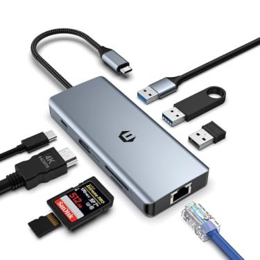 Imagem de Tymyp Hub USB C, adaptador USB C 8 em 1, tela dupla 4K HDMI, estação de dock USB C para Mac Pro/Air (Ethernet, USB 2.0, 5 Gbps USB 3.0, 100W PD, leitor SD/TF) para Dell, Surface, HP