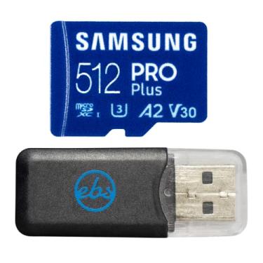 Imagem de Cartão de memória Samsung MicroSD Pro Plus 512 GB para câmera de ação compatível com GoPro Hero (2024), Hero 13 preto (MB-MD512SA) U3 V30 pacote com 1 leitor de cartão Everything But Stromboli SD e