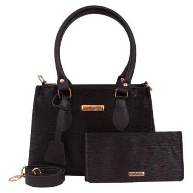 Imagem de Kit Bolsa Feminina Lateral + Carteira  - Aryel, Preto