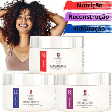 Imagem de Kit 3 Cronograma Hidratação - Nutrição - Reconstrução 300g - Alphahall