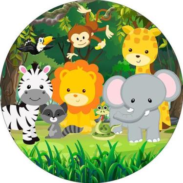 Imagem de Painel De Festa Redondo 1,50x1,50 - Animais Safari Floresta 004 - Via 