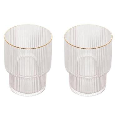 Imagem de Jogo De 2 Copos Baixo De Cristal Com Borda Dourada Lines 220ml - WOLFF