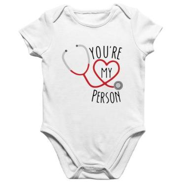 Imagem de Body Bebê Algodão You're My Person Coração - Foca na Moda, Branco, P