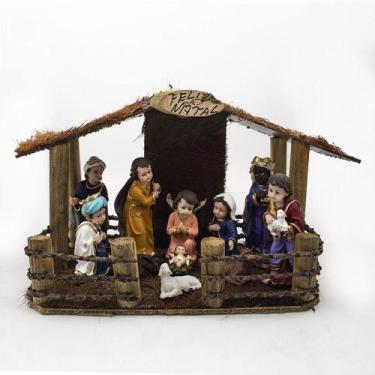 Imagem de Kit Presépio Infantil Resina 11 Peças 13 cm com Casinha N2 - Amém Deco