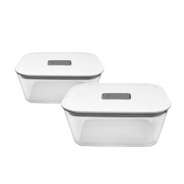 Imagem de Kit 2 Peças Pote Hermético 1,2 L Vidro Marmita Forno Freezer - OU, Bra
