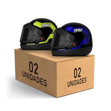 Imagem de Kit 2 Capacetes Sport Moto 788 Viseira Fumê Fechados Pro Tork Masculin
