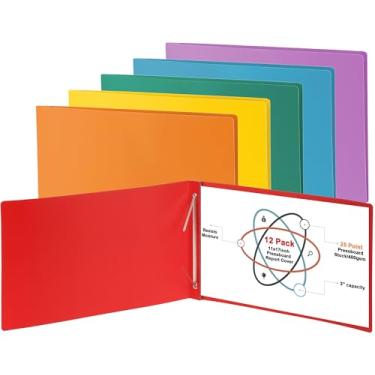 Imagem de gisgfim 12 peças de 28 x 43 cm, capa de relatório de prancheta, capacidade de 7,6 cm, fixador de papel com pinos metálicos com pasta de apresentação de compressor para encadernar perfeitamente