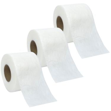 Imagem de Foxtell 3 rolos de fita de sobras de tecido para acolchoar fita de costura diagonal para acolchoar fita de sucata não tecida solúvel em água 2,5 polegadas × 25 jardas