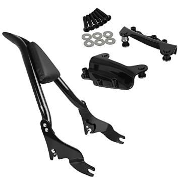 Imagem de SWESGI Sissy Bar Encosto de passageiro e kit de hardware de encaixe de 4 pontos 09-13, almofada de assento traseiro ajustável, dobrável, livremente removível para Touring Street Glide Electra Glide Road Glide Road King