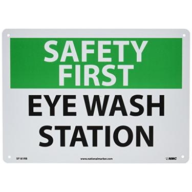 Imagem de National Marker SF181RB Placa "Safety First, Eye Wash Station", plástico rígido, 25,4 cm x 35,5 cm