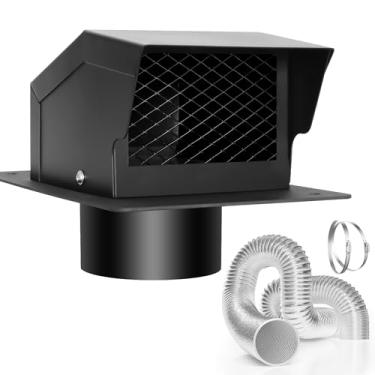 Imagem de LTSEAME Kit de ventilação de telhado de 10 cm, ventilação de teto removível, ventilação de teto de exaustão de banheiro para secador, aço galvanizado de 10 cm com amortecedor, dutos de alumínio de 1,5