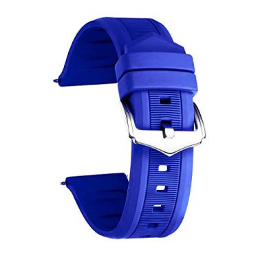 Imagem de BINLUN Pulseiras de silicone para relógio de 12 mm-28 mm, tamanhos duráveis, de borracha, para homens e mulheres, 7 cores (branco/vermelho/preto/azul/laranja/cinza/verde), Azul, 28mm, Alça.