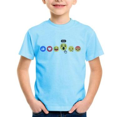 Imagem de Camiseta Infantil Reações Facebook Eita! - Foca na Moda, Azul bebê, 4