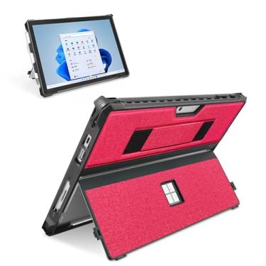 Imagem de Capa para Microsoft Surface Pro 7+/7/6/5/4/Pro LTE de 12,3 polegadas, capa protetora resistente, com suporte para caneta Stylus e alça de mão, compatível com teclado tipo capa, vermelho
