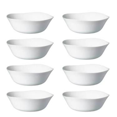 Imagem de Jogo 8 Bowl de Vidro Opalino Branco Quadrado Tigela Molho Sobremesa 12
