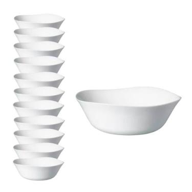 Imagem de Jogo 12 Bowl de Vidro Opalino Branco Quadrado Tigela Molho Sobremesa 1
