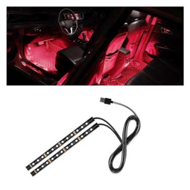 Imagem de Fita de LED universal para carro, porta USB, lâmpada decorativa de interior automotivo, luz noturna ambiente sob o painel, 24 LEDs RGB neon para atmosfera interna, luzes LED ambiente para SUV de carro