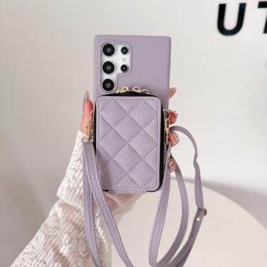 Imagem de Capa com zíper Crossbody para Samsung Galaxy S24 S22 Ultra Plus S23 FE A05S A05 A15 A25 A35 A55 A24 A34 A54 com cartão, violeta, para Galaxy A34