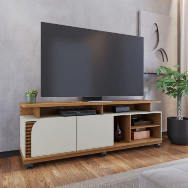 Imagem de Rack Ripado com Nichos para TV até 75 Pol 180x62cm Jurerê Freijó Off White