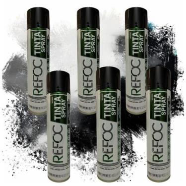 Imagem de Kit 6 Tinta Spray Metálica Uso Geral Preto e Branco 400ml - REFOC, Pre